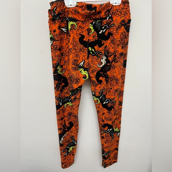 lularoe halloween leggings unicorn skeleton pants one size spider cobwebs htf - Picture 2 of 3